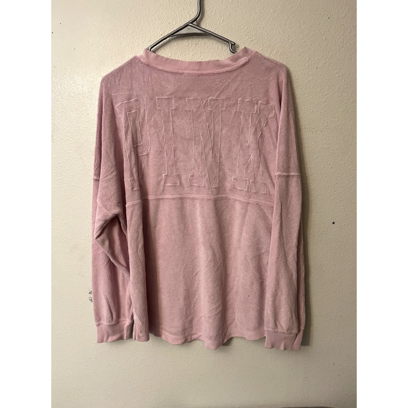 Pinko PINK Shirt Women SMALL Pink Velour V Neck Logo Color Size S / US 4 / IT 40 - 3 Thumbnail