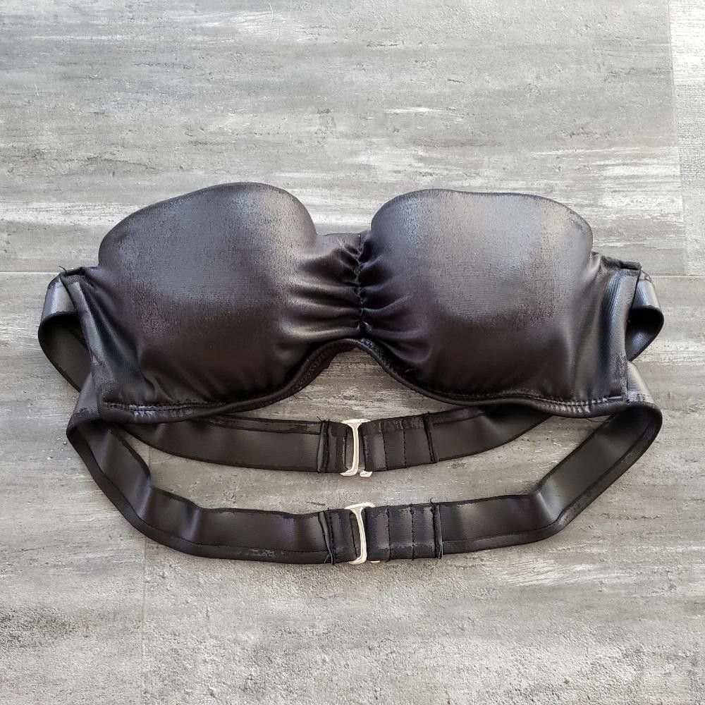 Designer Black Metallic XHLN Bustier Bikini Top Size ONE SIZE - 1 Thumbnail