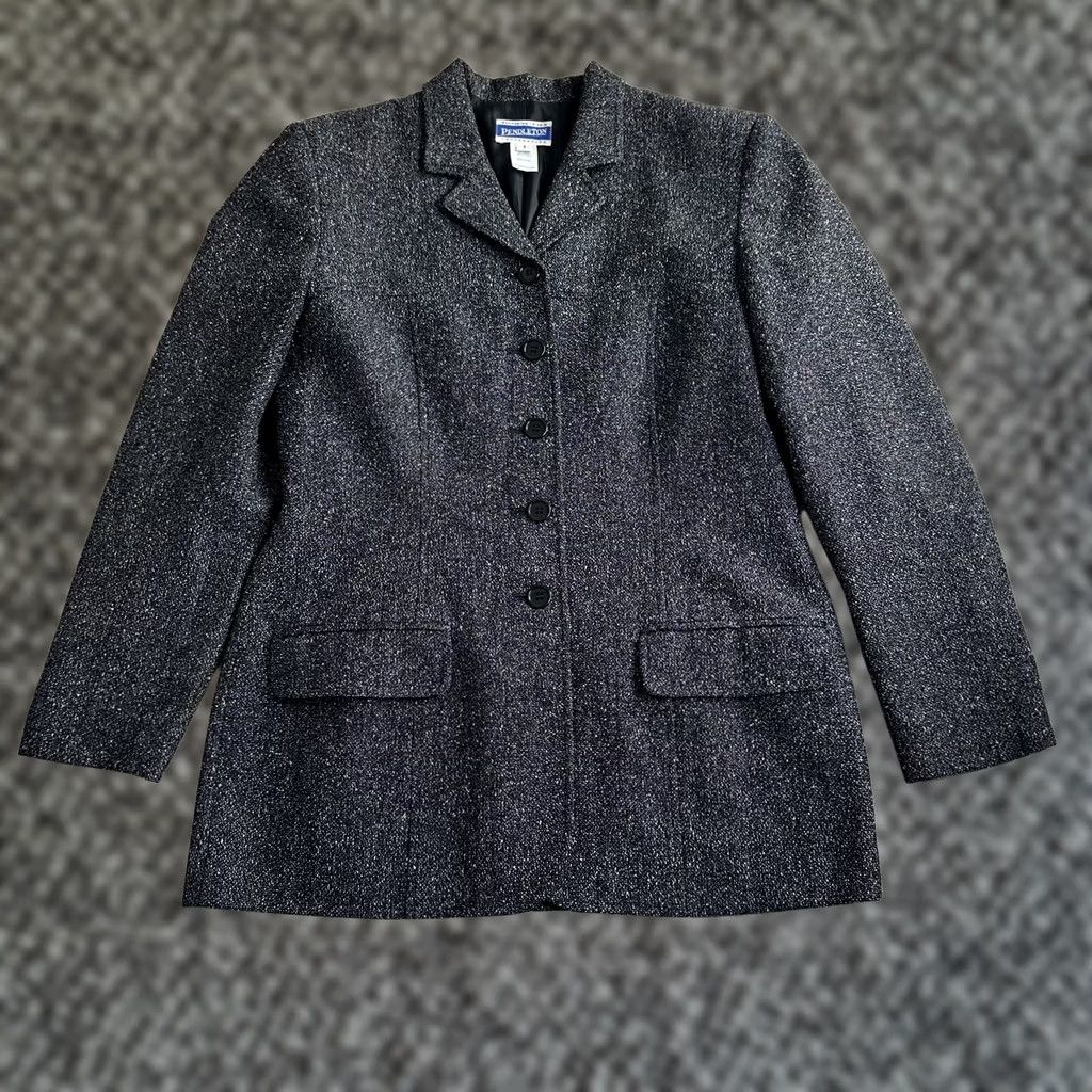 Pendleton VINTAGE Pendleton Blazer Womens 8 Black Wool Blend Tweed Single Breasted Made USA Size M / US 6-8 / IT 42-44 - 1 Thumbnail