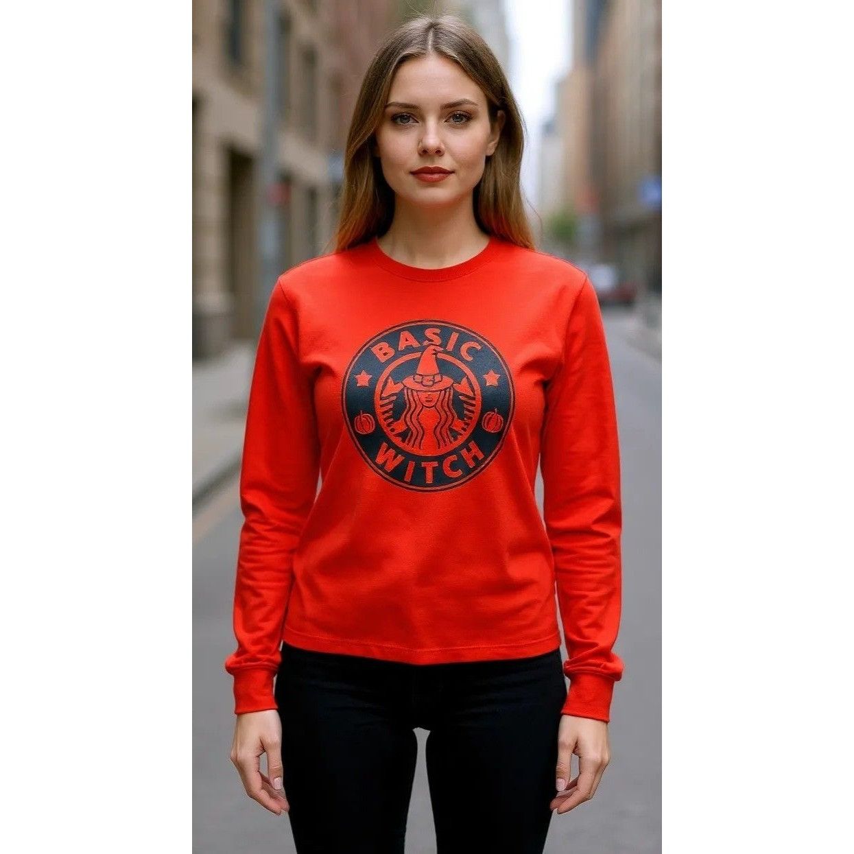 Other SheShow Basic Witch Sweatshirt Medium Orange Black Halloween Size M / US 6-8 / IT 42-44 - 2 Thumbnail