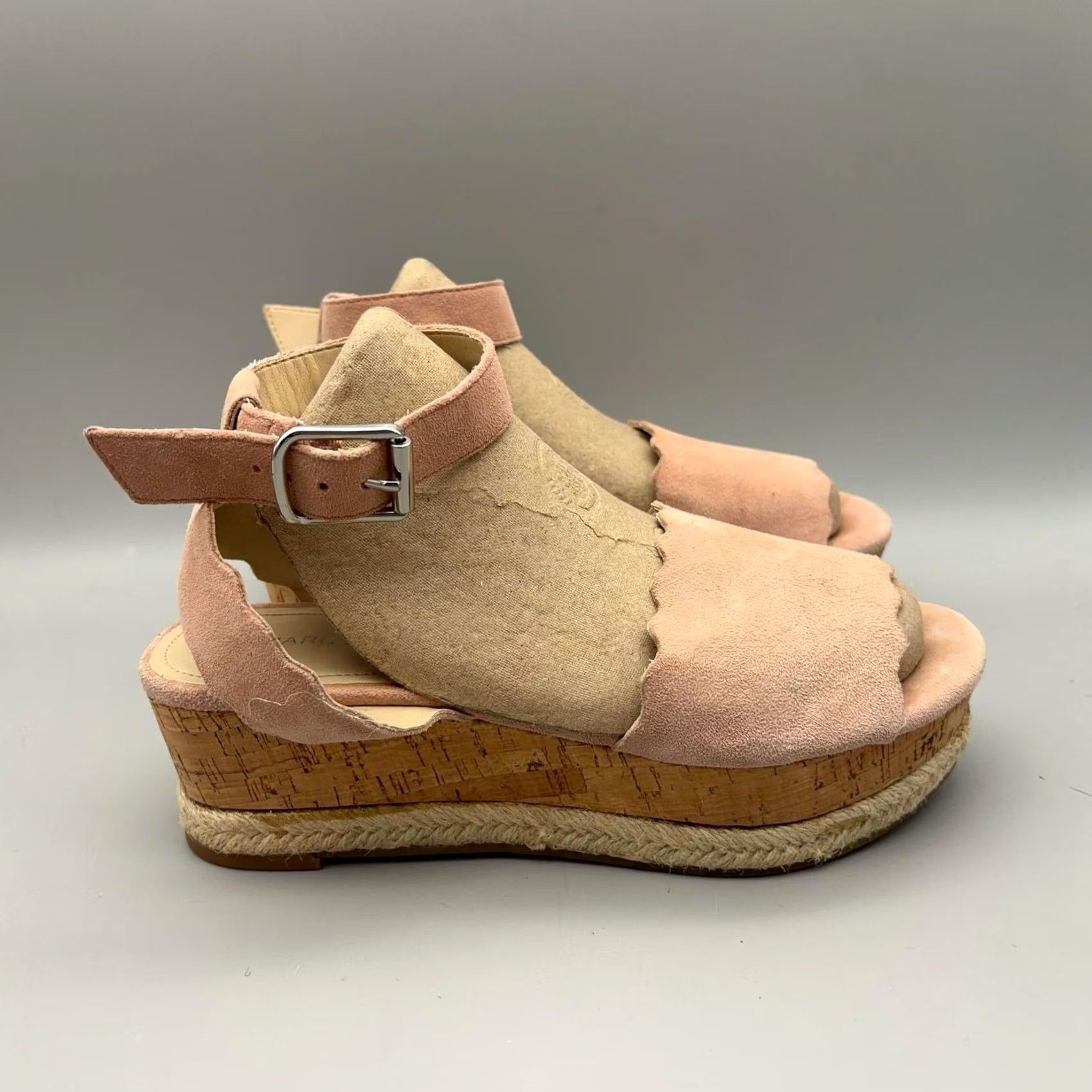Marc Fisher Marc Fisher Womens Sandals Size 6.5 Pink Espadrille Wedge Slingback Summer Adjustable Buckle Casual Shoes Slingback Wedge Espadrille Size US 4 / IT 34 - 6 Thumbnail