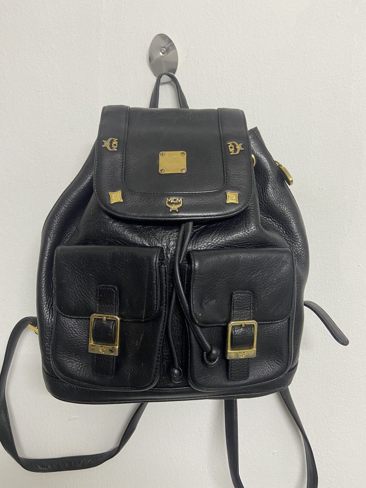 MCM Vintage Black Leather Backpack