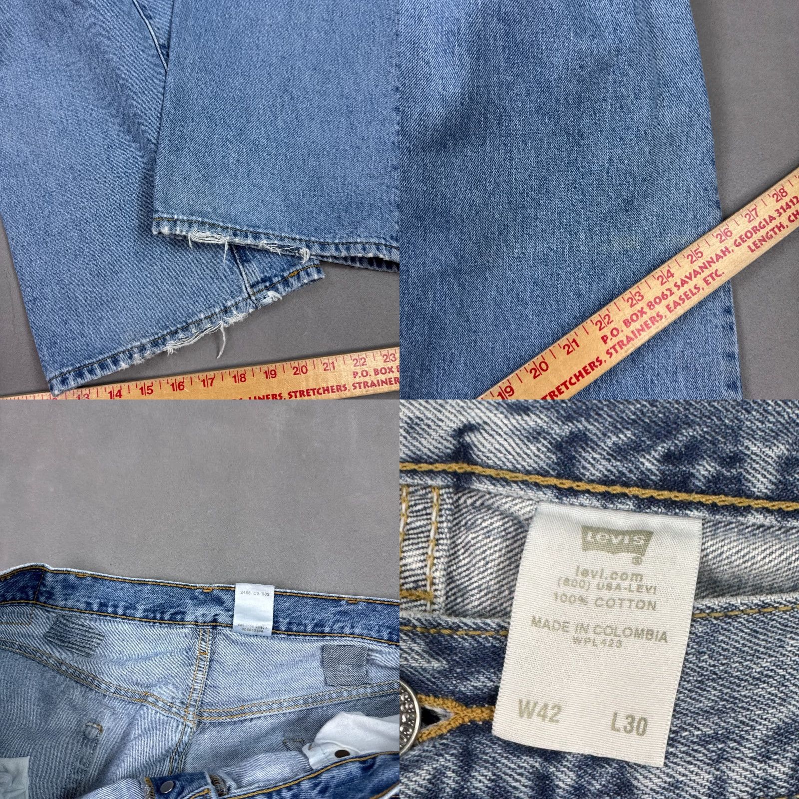 Levi's VINTAGE Levi's 501 Jeans Men 42x30 Blue Y2K Button Fly Denim Pant Distressed Work Size US 42 / EU 58 - 9 Thumbnail