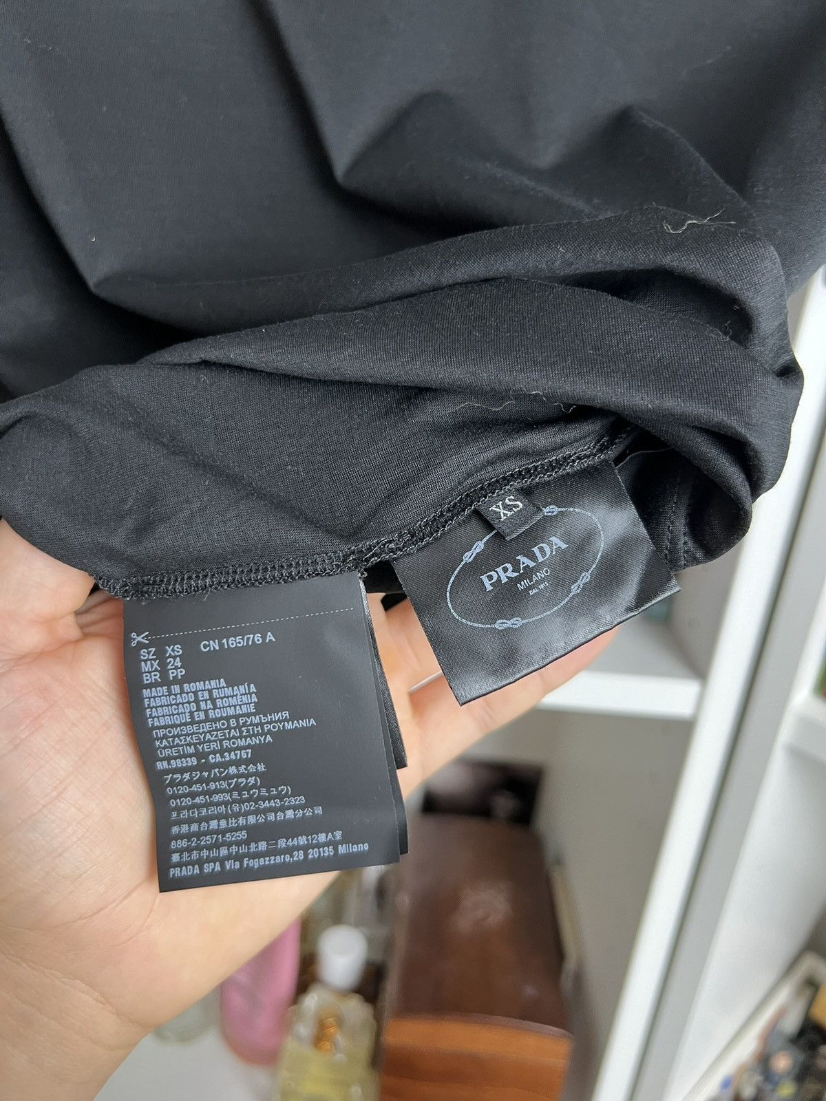 Designer × Prada Prada black basic cotton t-shirt XS designer luxury casual Size XS / US 0-2 / IT 36-38 - 4 Thumbnail