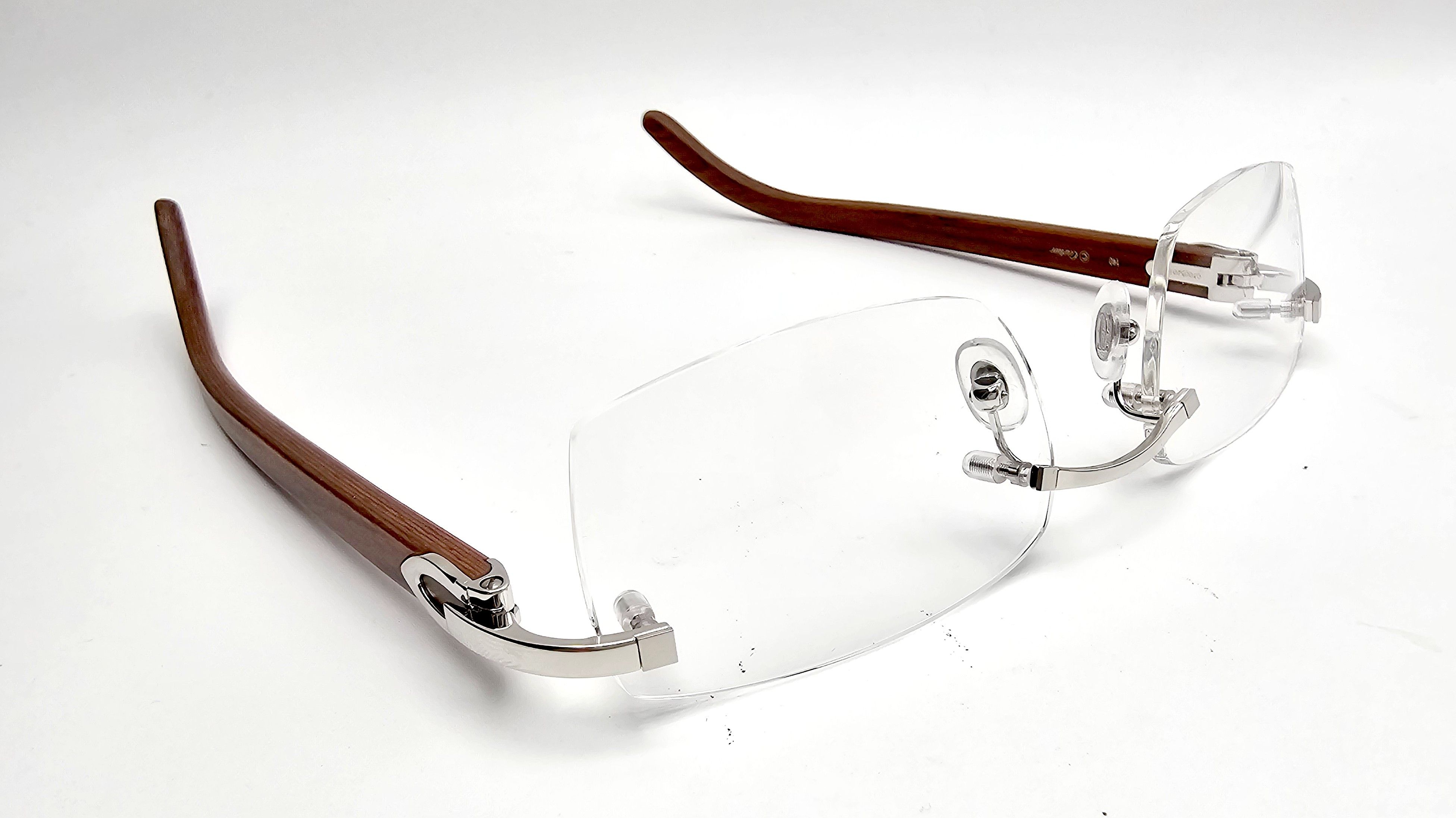Cartier NEW! Cartier Ibiza Wood Silver Glasses CT00520 Size ONE SIZE - 13 Thumbnail