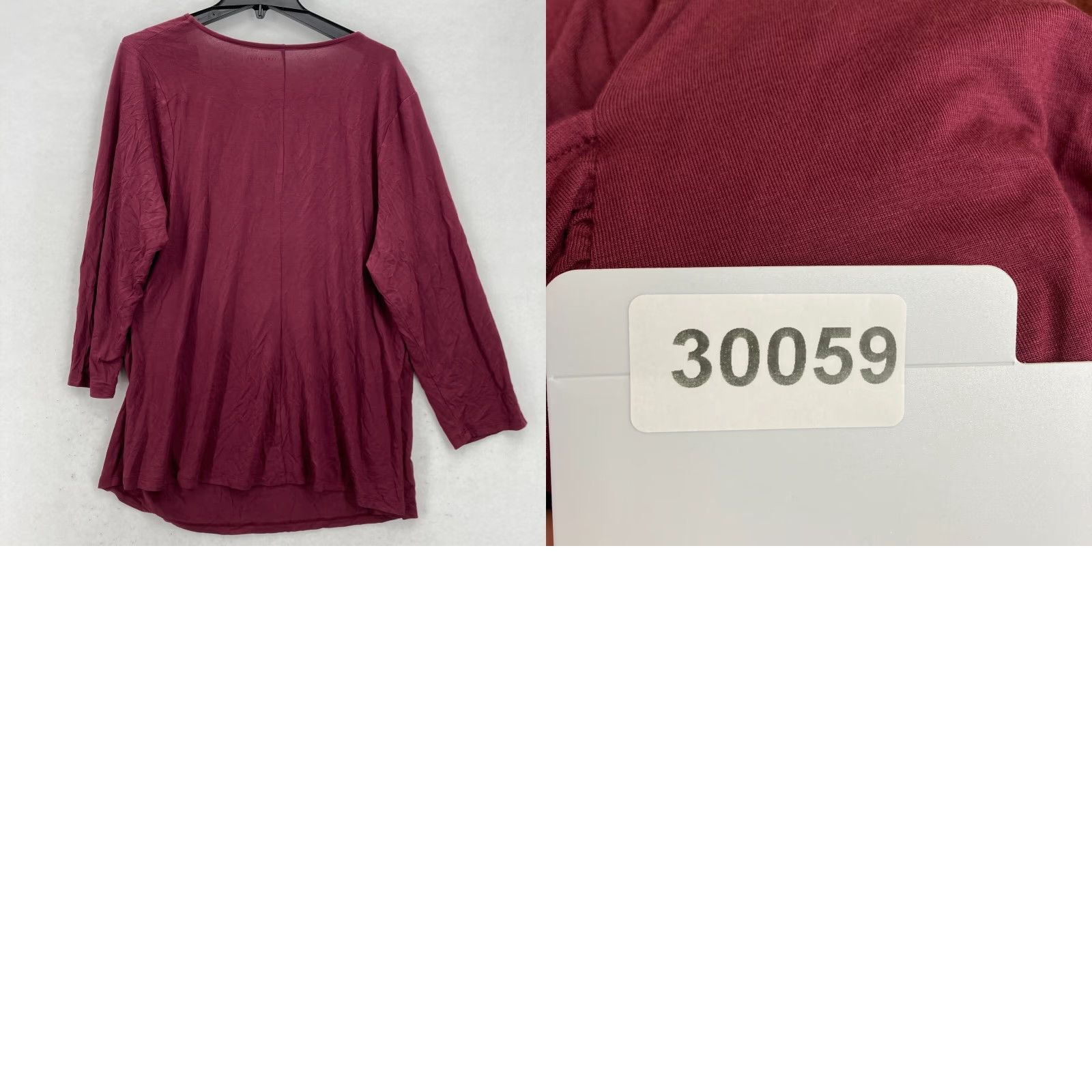 Vintage Lane Bryant Wrap Top Blouse Women's Plus 22/24 Red 3/4 Sleeve Scoop Neck Stretch Casual Career Size 3XL / US 20-22 - 9 Thumbnail