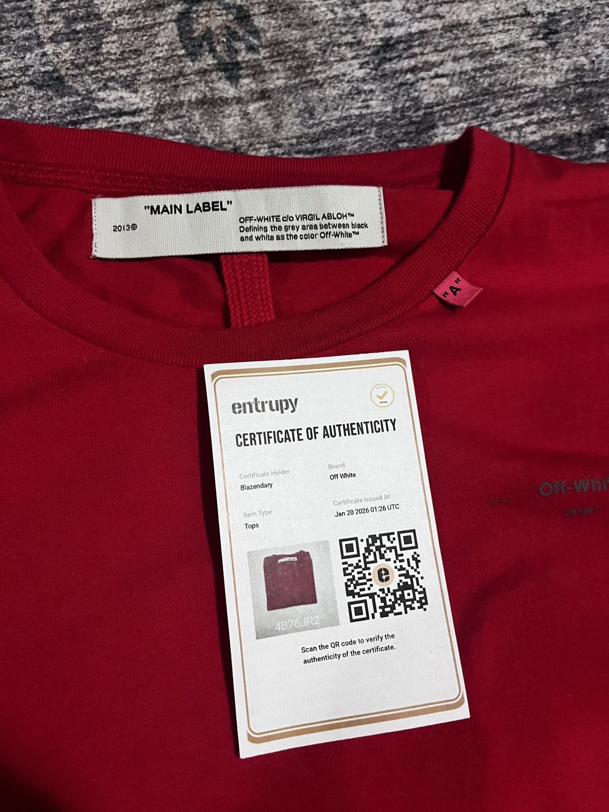 Off-White Off-White Red Unfinished reflective logo T-Shirt Size US XL / EU 56 / 4 - 5 Thumbnail