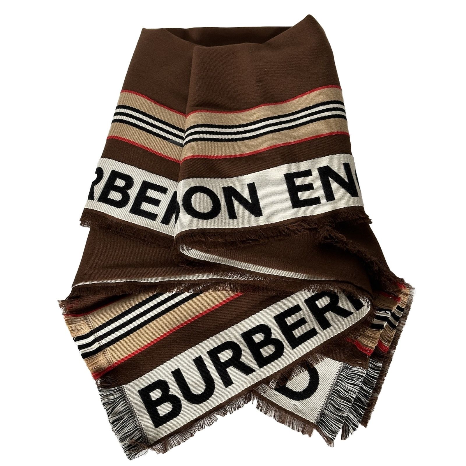 Burberry NWT $470 Burberry Cotton Scarf Brown 185 cm x 100 cm 806732 Size ONE SIZE - 1 Thumbnail