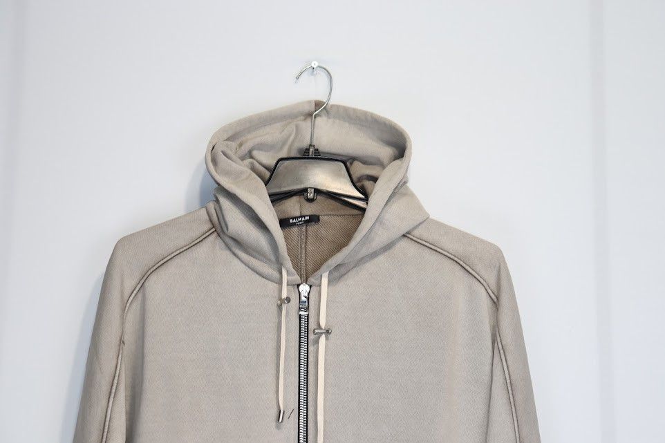 Balmain o1rshd1 Classic Zip Up Hoodie in Beige Size US M / EU 48-50 / 2 - 3 Thumbnail