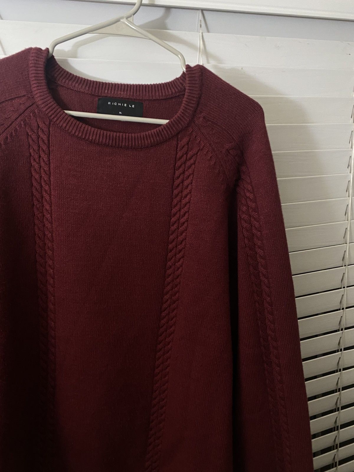 Richie Le Collection Richie Le Cable Knit Sweater Maroon Size US XL / EU 56 / 4 - 3 Thumbnail