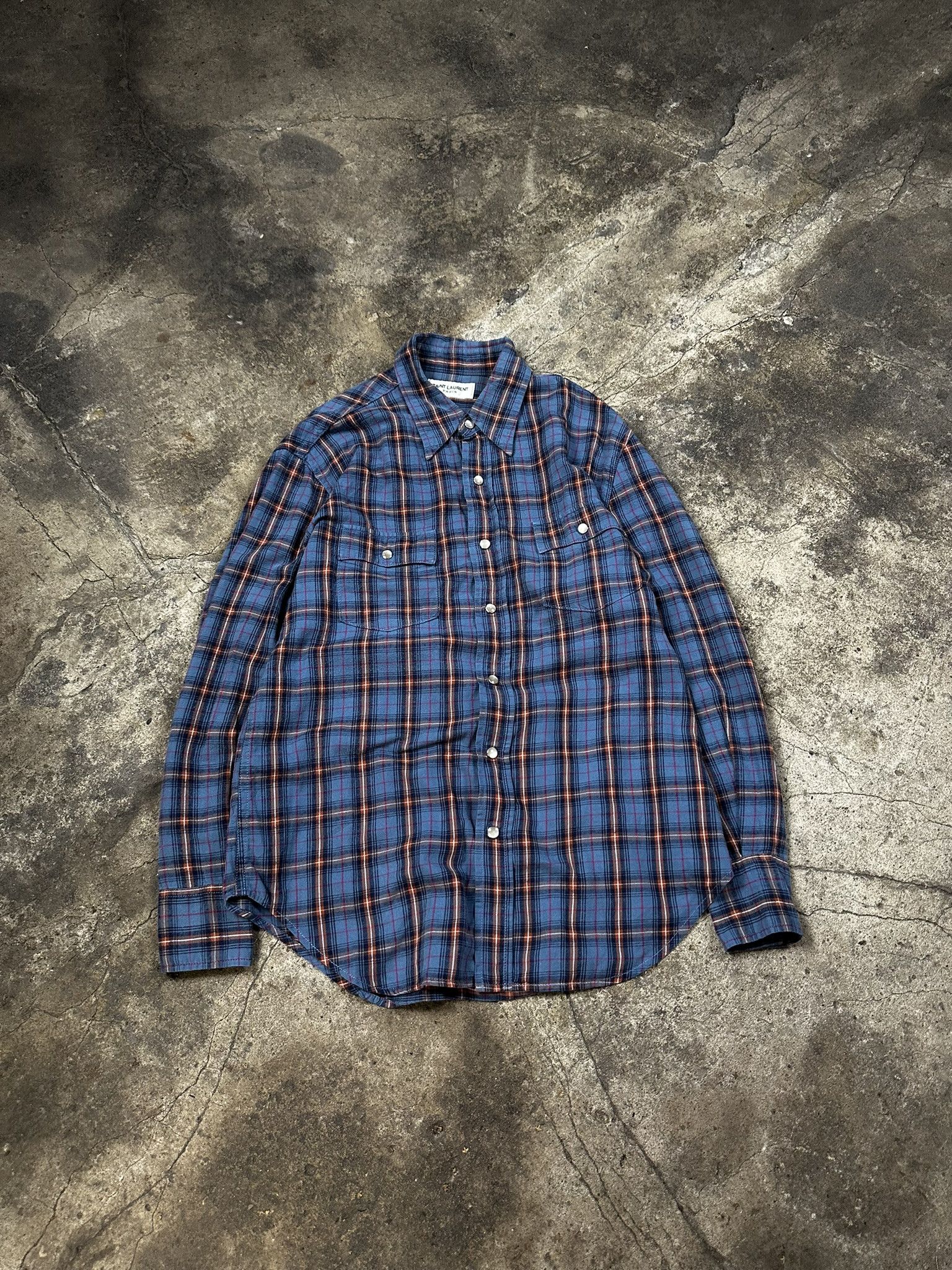 Saint Laurent Paris FW16 Hedi's Saint Laurent Paris Checked Shirt Size L / US 10 / IT 46 - 1 Thumbnail