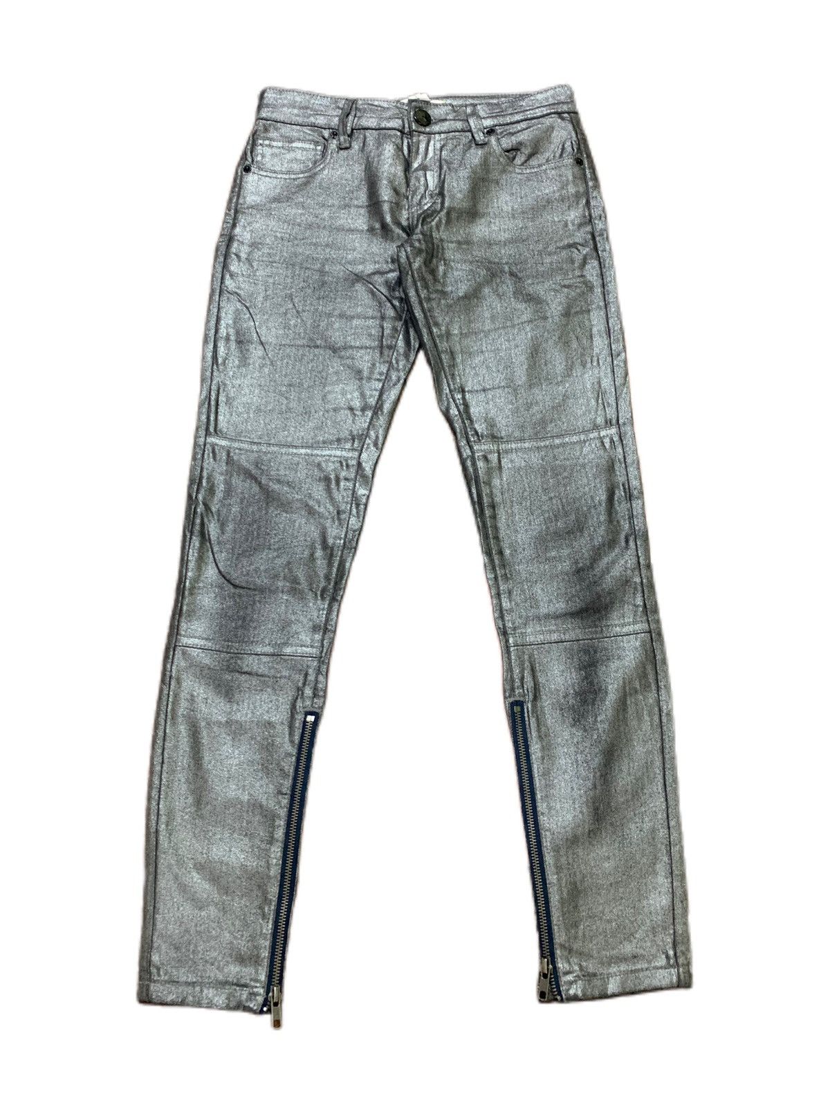 BCBGeneration CRAZY gun metal y2k pant waxed style with zipper leg Size US 28 / EU 44 - 1 Thumbnail
