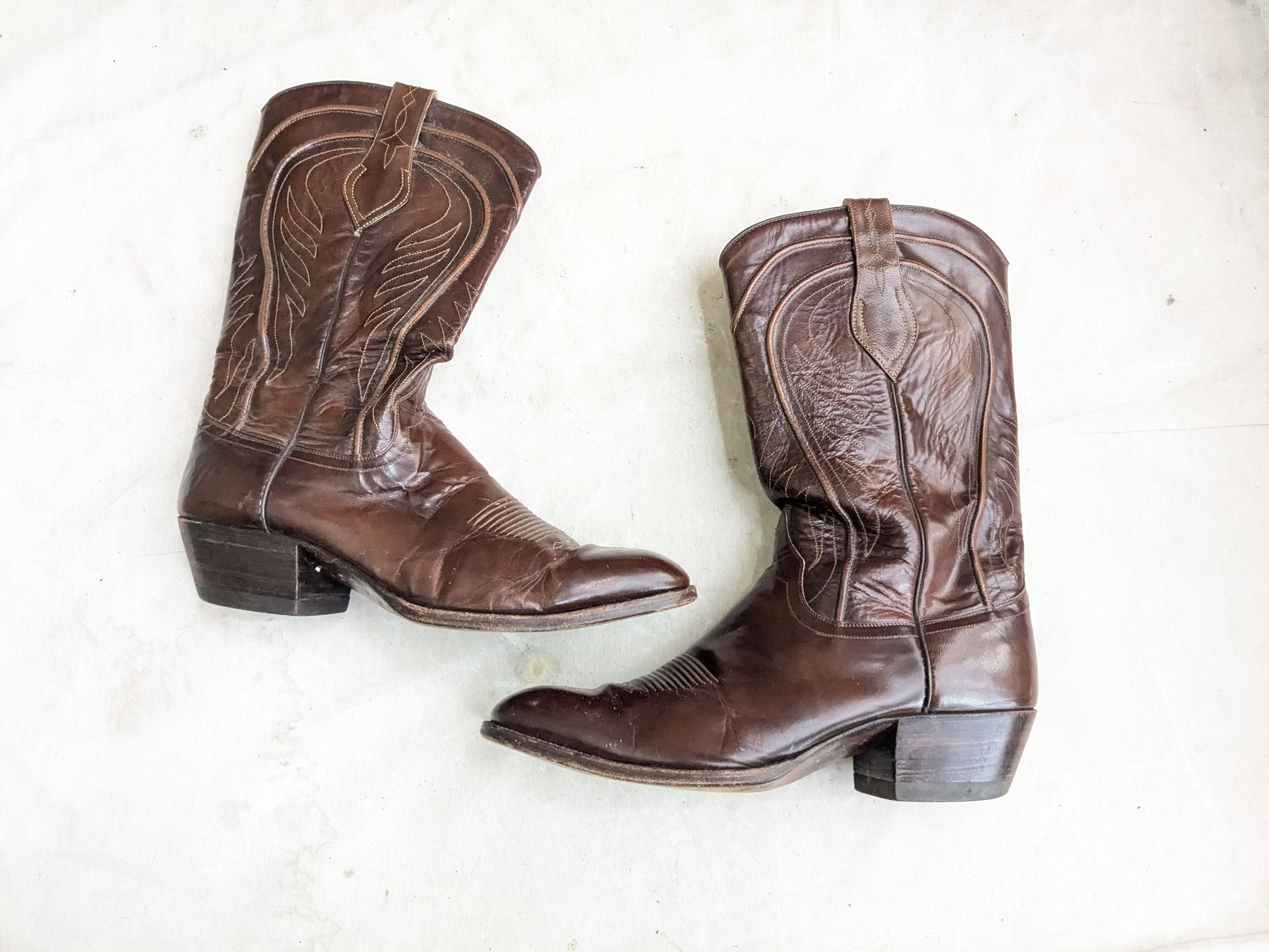 Dan Post Dan Post Cowboy Boots Brown Leather 10 D Spain Size US 10 / EU 43 - 1 Thumbnail