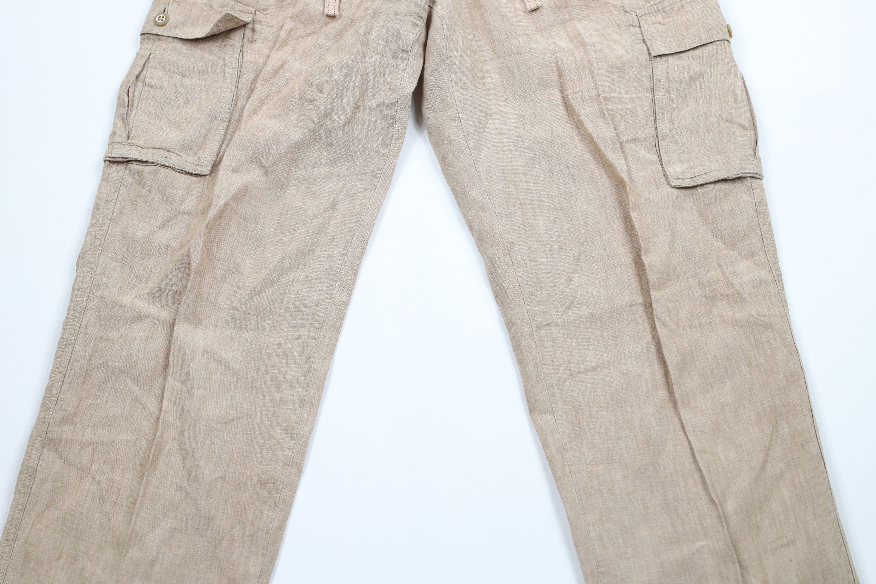 Vintage Vintage 90s Streetwear Linen Wide Leg Cargo Pants Beige Size US 34 / EU 50 - 3 Thumbnail