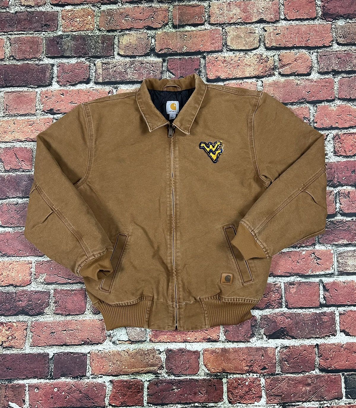 image of Vintage Carhartt West Virginia Mountaineers Jacket Wvu in Brown, Men's (Size Large)