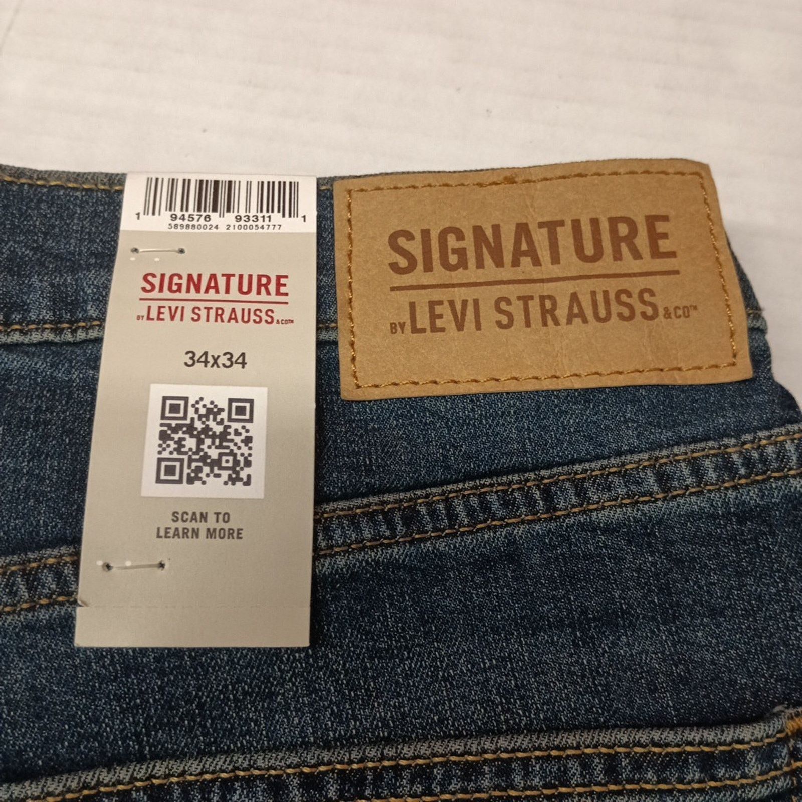 Levi's Signature By Levi Straight Jeans Men's 34x34 Blue Denim Flex Size US 34 / EU 50 - 2 Thumbnail