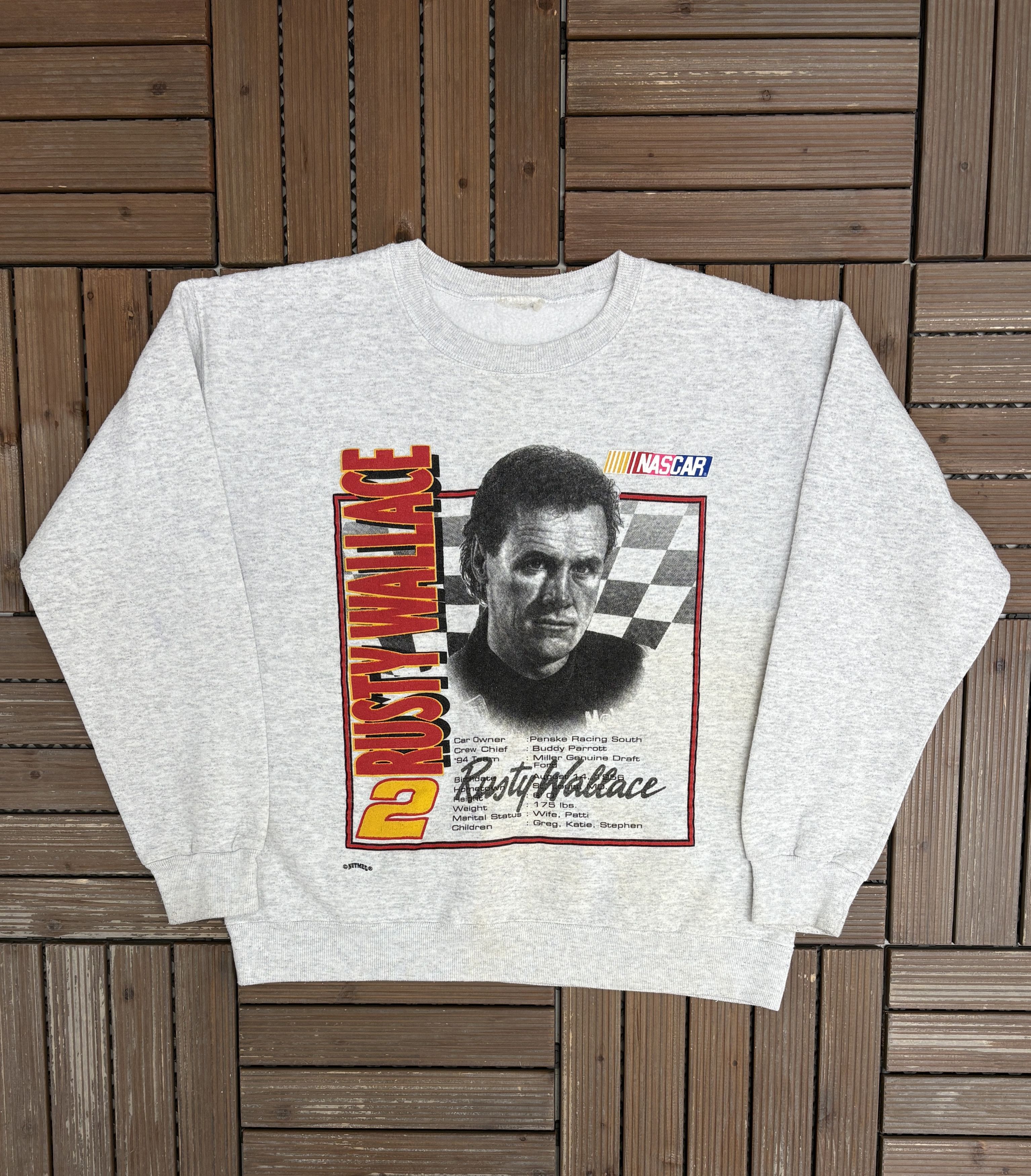 Vintage Rusty Wallace NASCAR Vintage Grey Crewneck Sweater Size US L / EU 52-54 / 3 - 1 Thumbnail