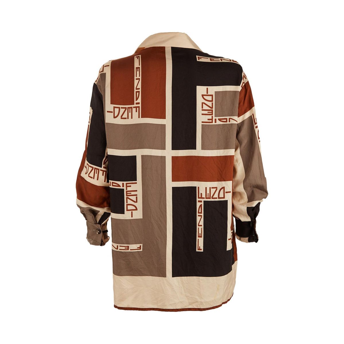 Fendi 100% SILK Fendi Brown Color-Blocked Logo Button Down Size US L / EU 52-54 / 3 - 2 Thumbnail