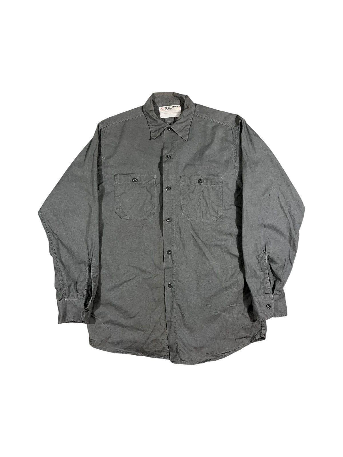 Vintage Vintage 40s Gray Cotton Work Shirt Size US M / EU 48-50 / 2 - 1 Thumbnail