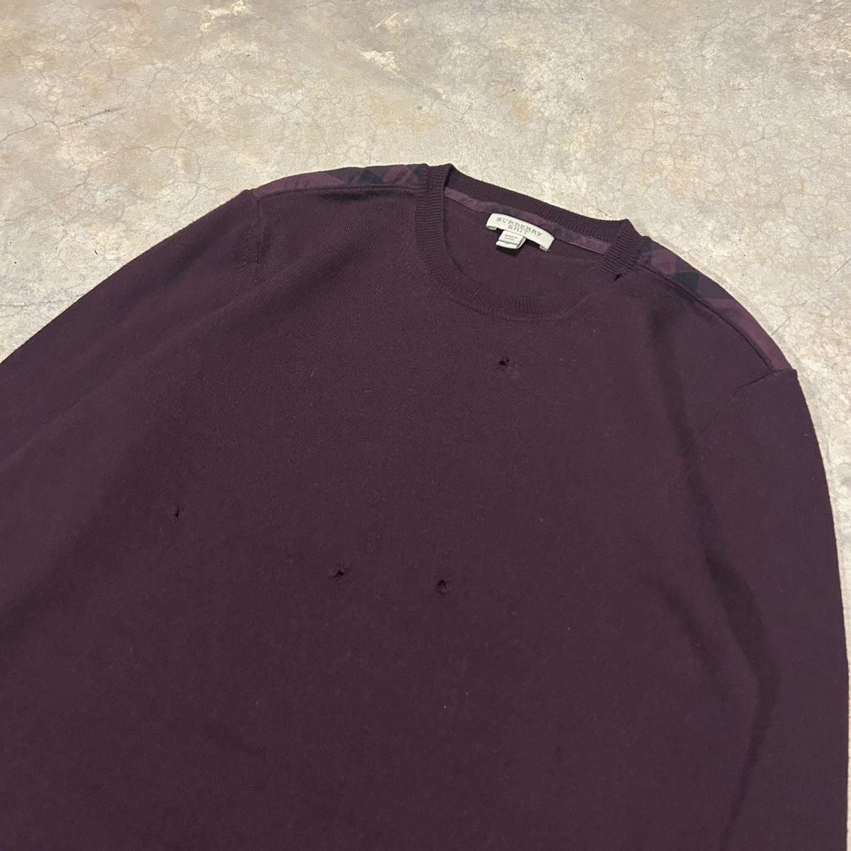 Burberry × Designer Burberry Nova Check Merino Wool Distressed Sweater Size US M / EU 48-50 / 2 - 3 Thumbnail
