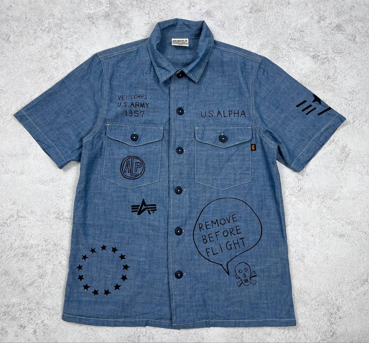 Alpha Industries Alpha Industries Men's Chambray Shirt Military Graphic Size US S / EU 44-46 / 1 - 1 Thumbnail