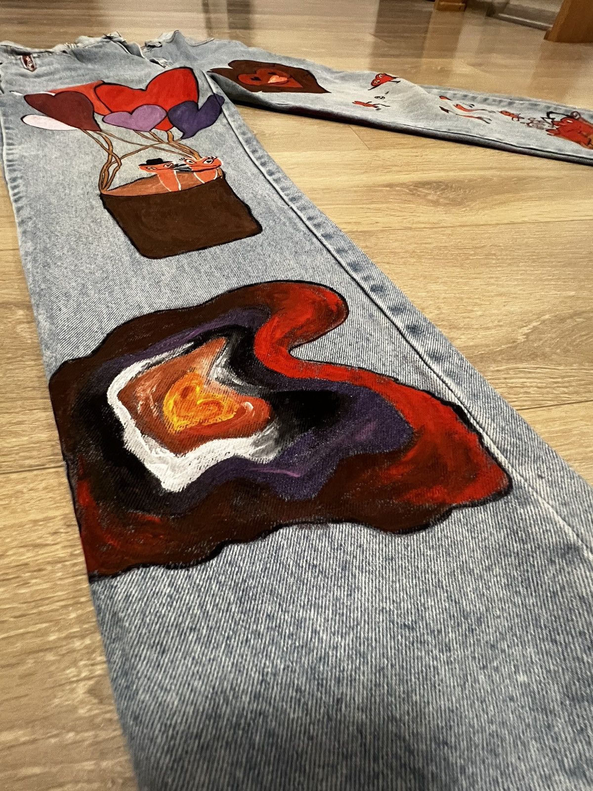 Other Hand-Painted Custom Jeans | ADELAINE Size 25" / US 0 / IT 36 - 2 Thumbnail