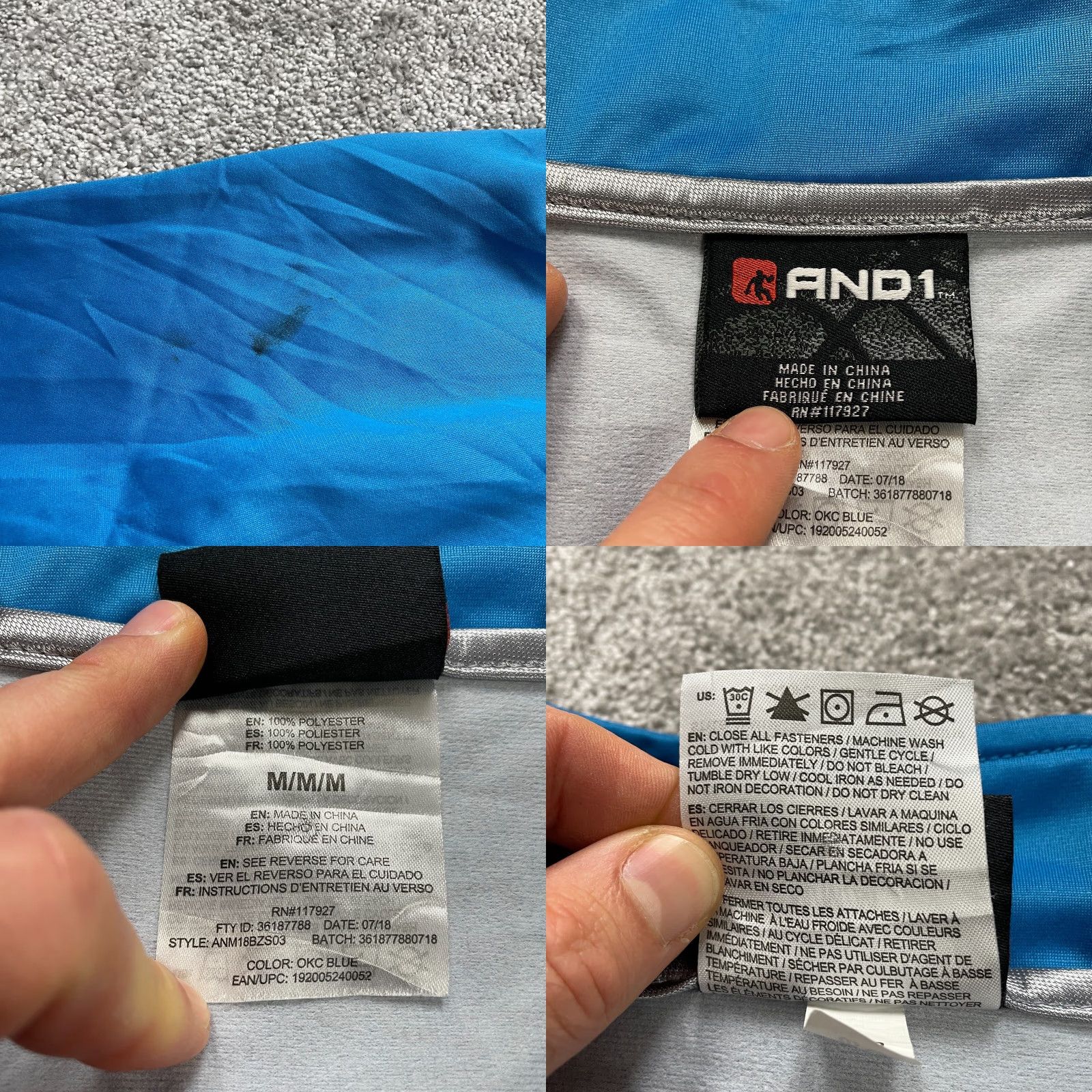 Vintage AND1 Active Jacket Mens M Blue Full Zip Mock Neck Outdoor Athleisure Logo Jacket Size US M / EU 48-50 / 2 - 8 Thumbnail