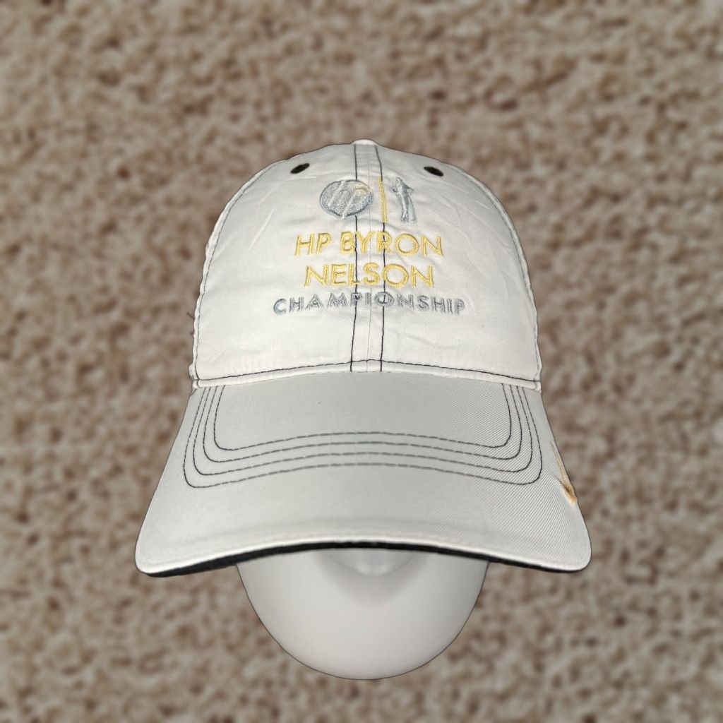Nike Nike Golf Hat Cap Strap Back Adult OS White Poly Nike Golf Hat Cap OS White Polyester Knit Strap Back Adjustable Mens Golf Hat Size ONE SIZE - 1 Thumbnail