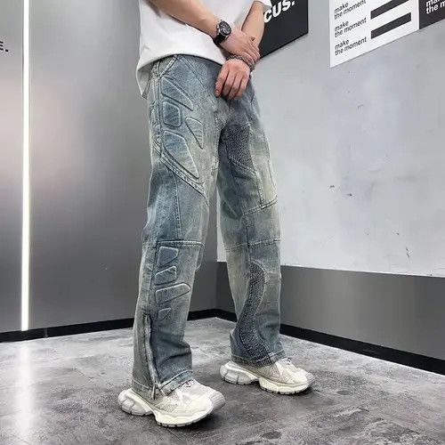 Japanese Brand Streetwear Design Straight Pattern Zipper Jeans Pants Size US 32 / EU 48 - 2 Thumbnail