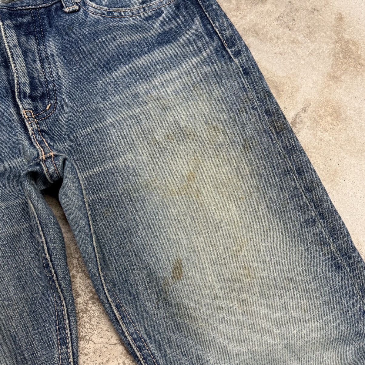 Japanese Brand DMG Buttonfly Slim Straight Distressed Denim Pants Size 26" / US 2 / IT 38 - 8 Thumbnail