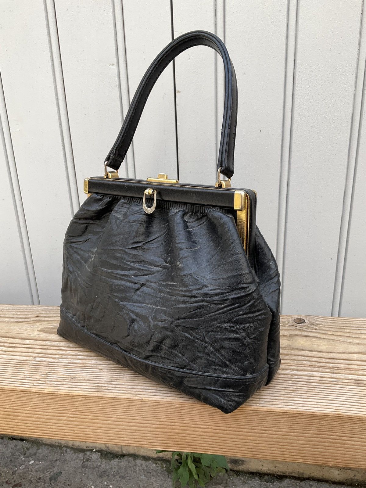 Vintage Authentic 60's vintage bag in black leather Size ONE SIZE - 4 Thumbnail