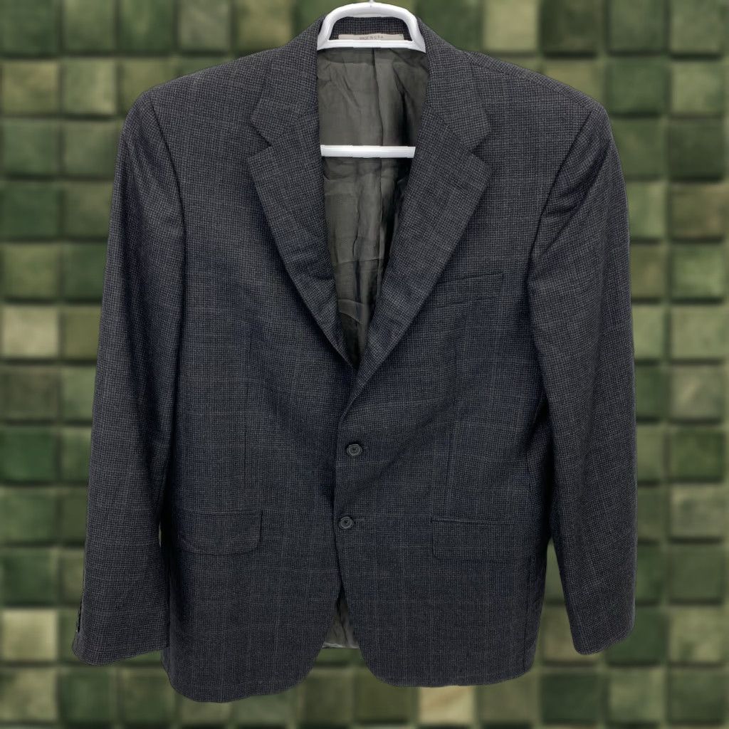 Vintage Hickey Freeman Blazer Men's Size 40R Wool Plaid Wool Notch Lapel 2-Button Single-Breasted Casual Jacket Coat Shirt Style Mens Size 40R - 1 Thumbnail