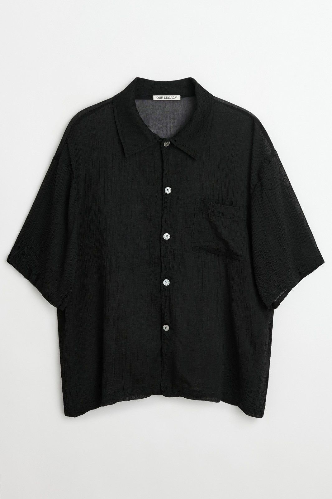 Our Legacy BOX SHIRT SHORTSLEEVE Black Rayon Plait Size US M / EU 48-50 / 2 - 1 Thumbnail