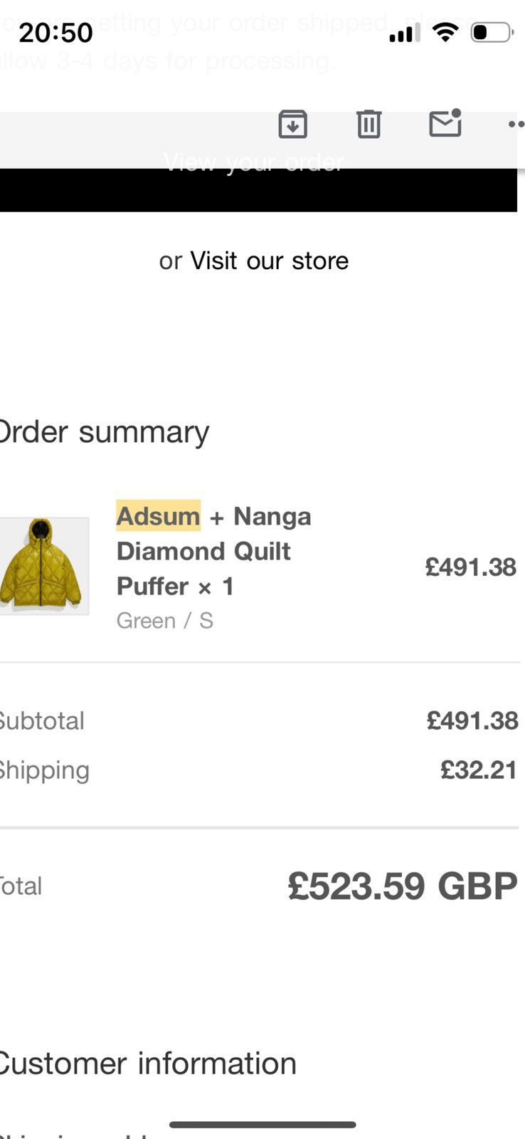 Adsum × NANGA Adsum + Nanga Diamond Quilt Puffer Size US S / EU 44-46 / 1 - 8 Thumbnail