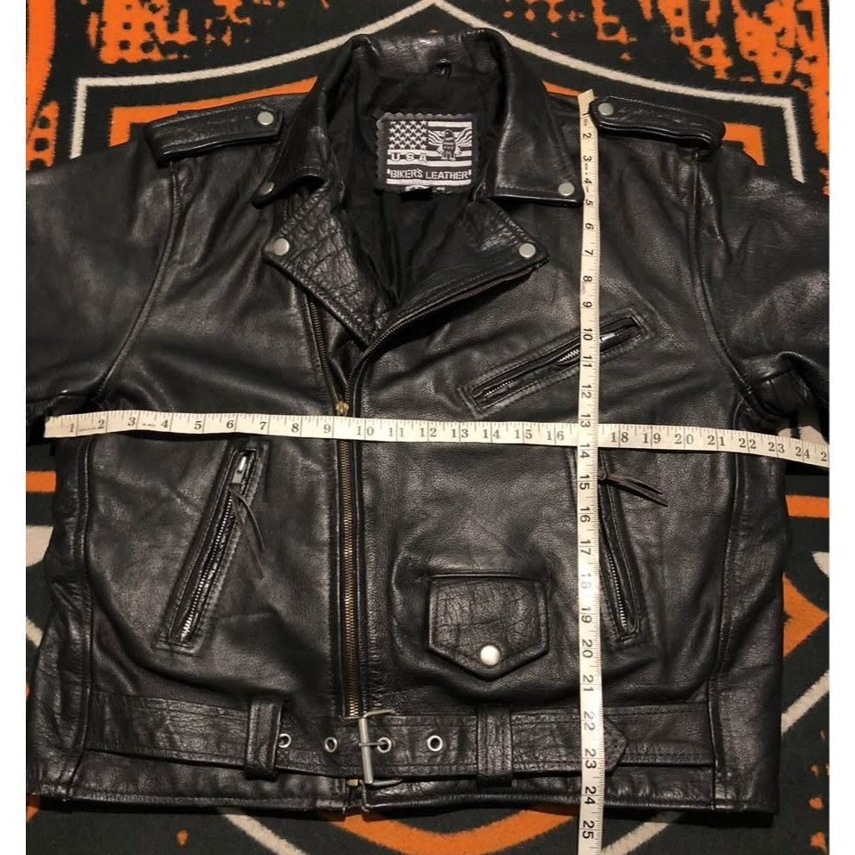 Vintage VTG Leather Jacket Size 46 Men Thick & Resistant Rebel Style Size US L / EU 52-54 / 3 - 6 Thumbnail