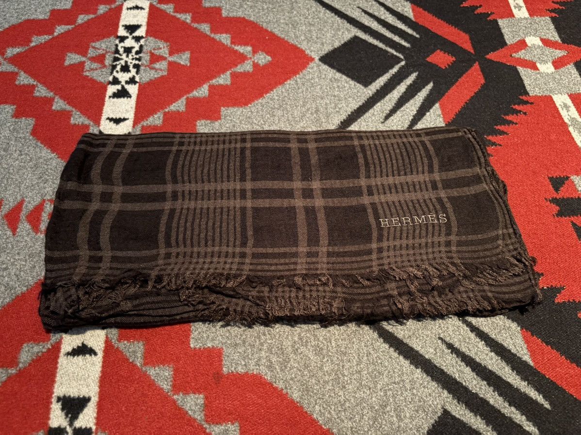 Hermes Silk Cashmere Plaid Rectangular Scarf Size ONE SIZE - 5 Thumbnail