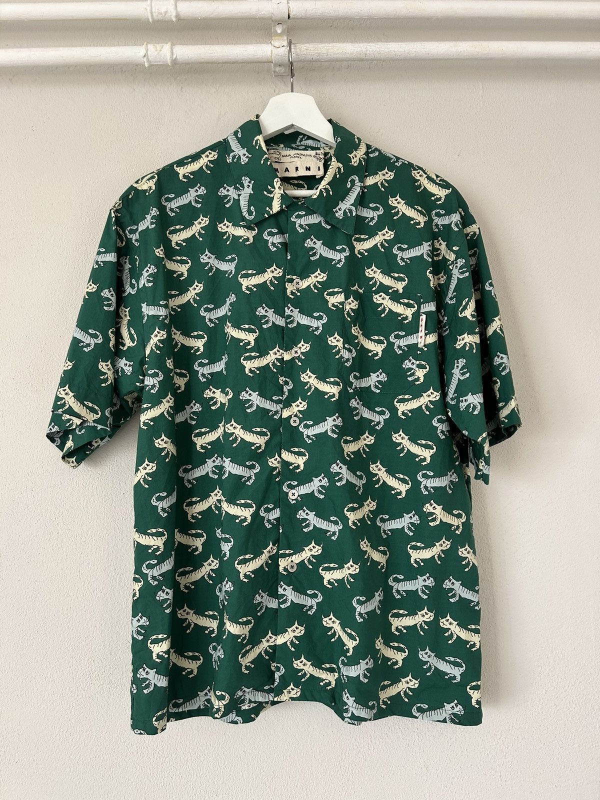 Marni Cat Print Short-Sleeve Button-Up Shirt Size US M / EU 48-50 / 2 - 1 Thumbnail
