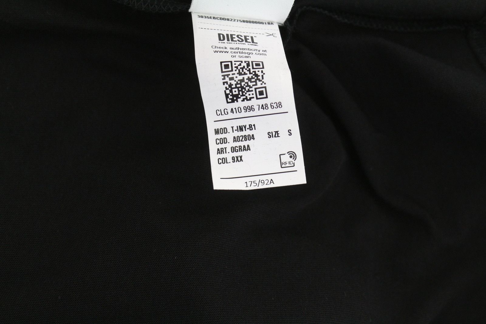 Diesel T-INY-B1 S Black Tricot Crew Collar T-Shirt 84101 Size US S / EU 44-46 / 1 - 10 Thumbnail