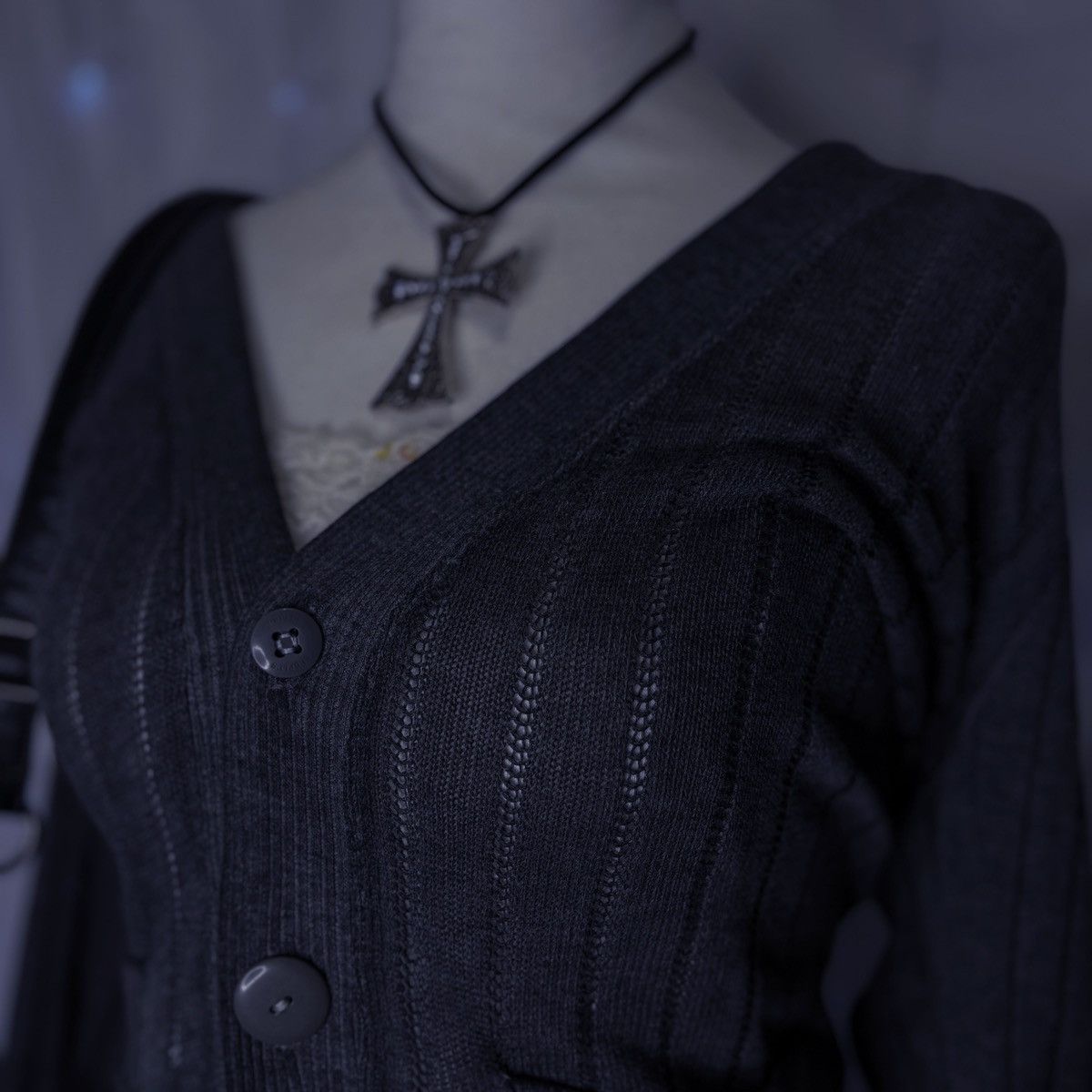 Other Poof Excellence Vintage Gray Button-Up Sweater Size L / US 10 / IT 46 - 2 Thumbnail