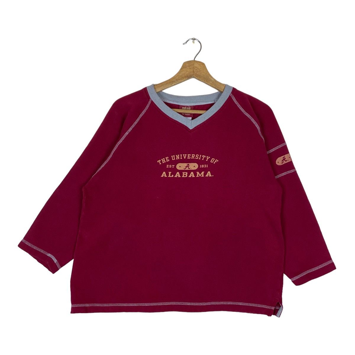 image of Vintage Red Oak Sportswear Spell Out Pullover Jumper in Burgundy, Women's (Size Large)