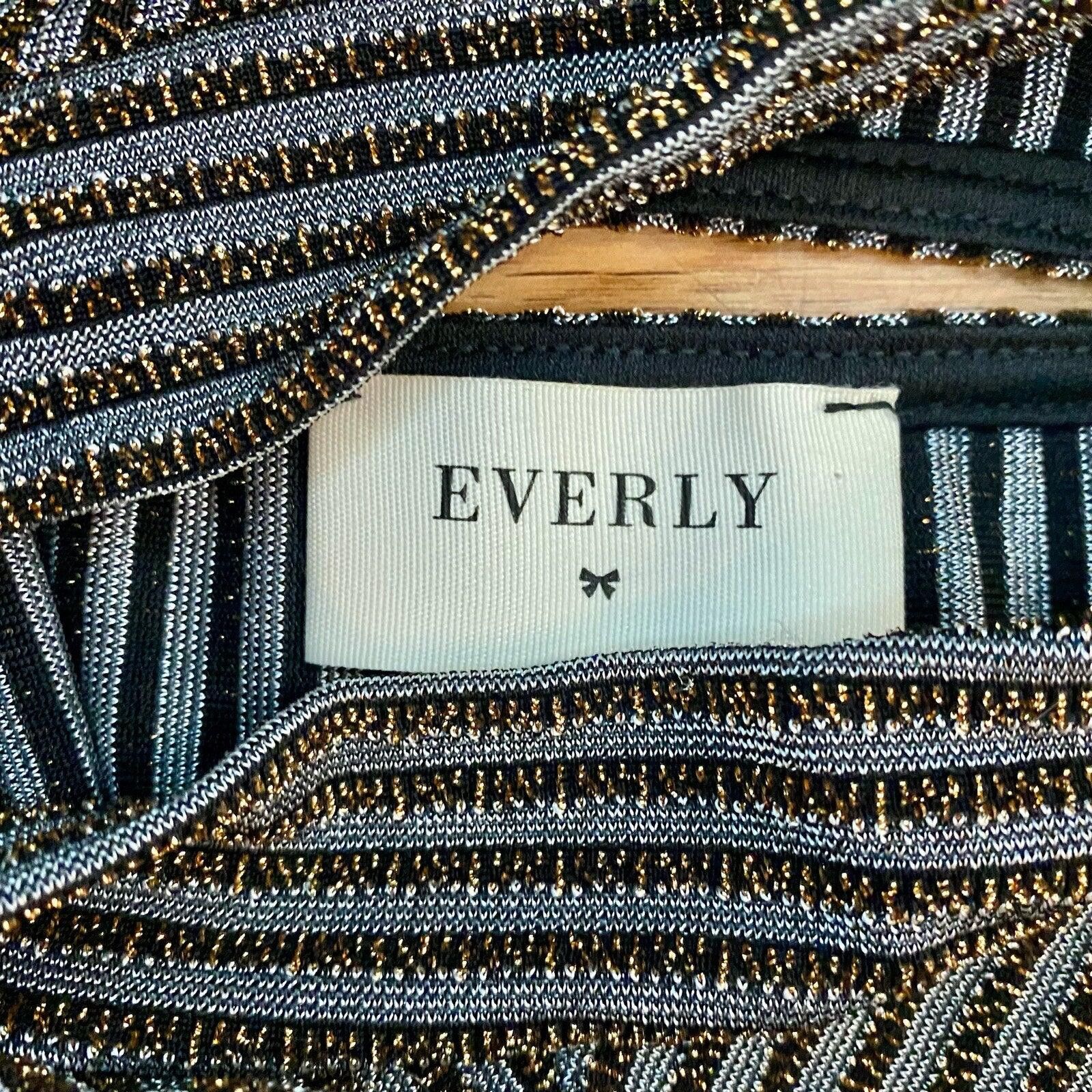 Everlane Everly Gold Metallic Stripe Mini Shift Dress Womens Small Size S / US 4 / IT 40 - 10 Thumbnail