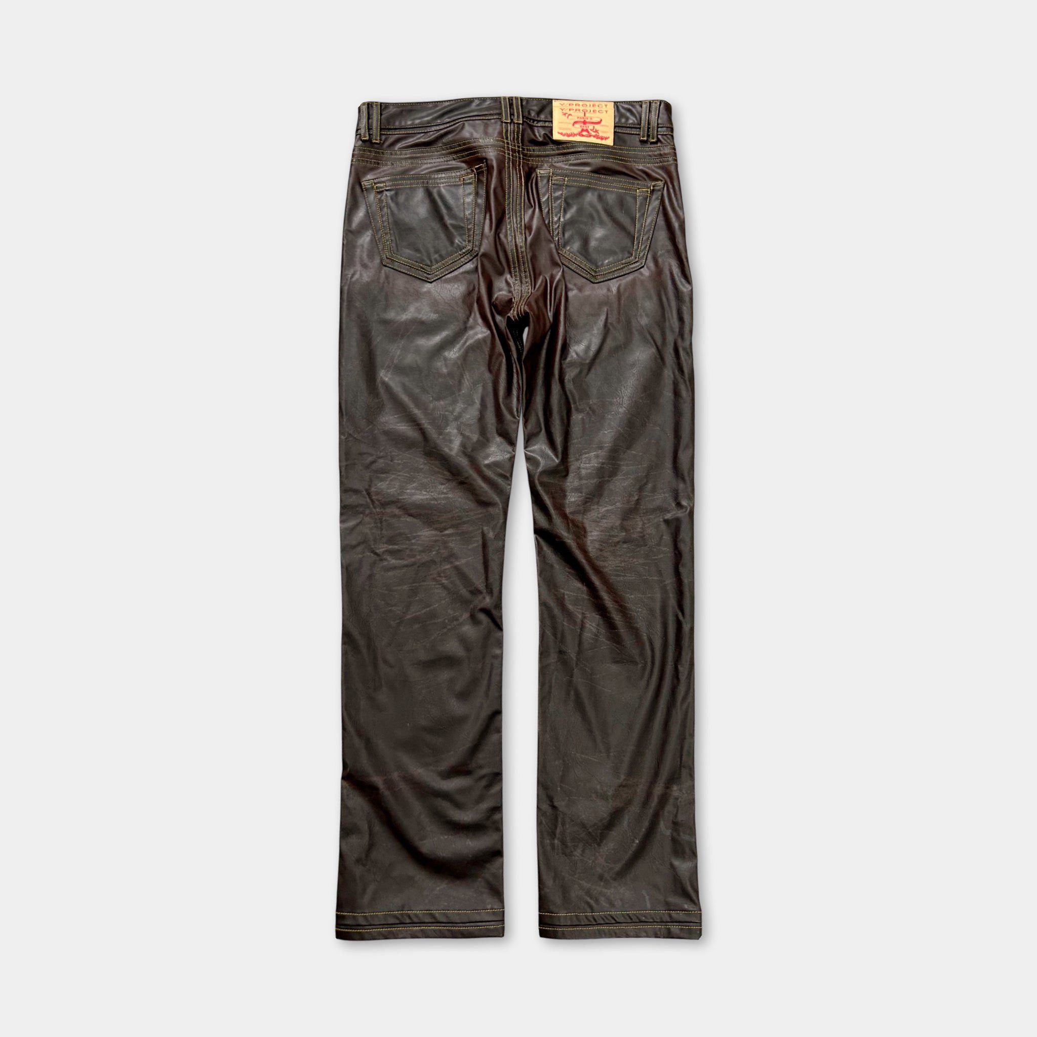 Y/Project Y Project Brown Vegan Leather Pants Size US 32 / EU 48 - 6 Thumbnail