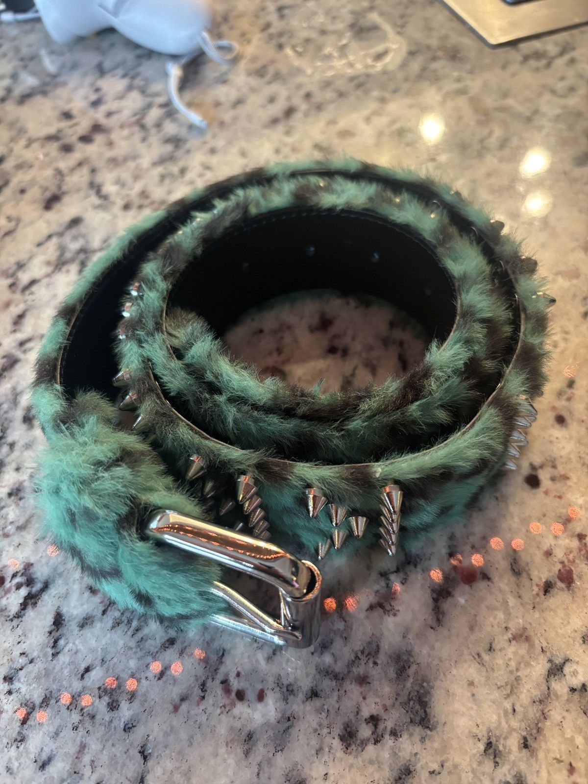 Kim Krueger × Playboi Carti Kim Krueger Studded Leopard Fur Belt