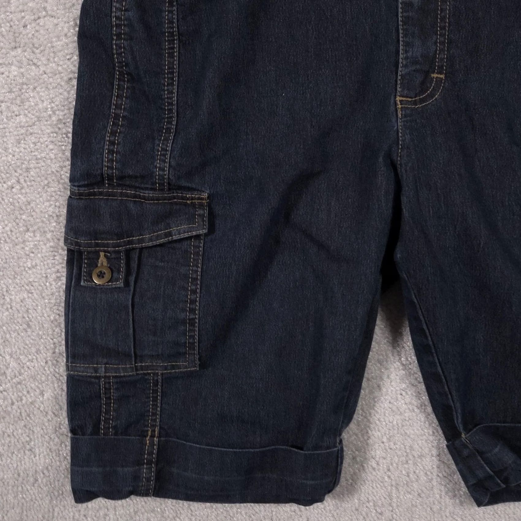 Vintage Riders Denim Cargo Shorts Womens 10 Medium Dark Wash Stretch Utility Pockets Size 32" / US 10 / IT 46 - 4 Thumbnail