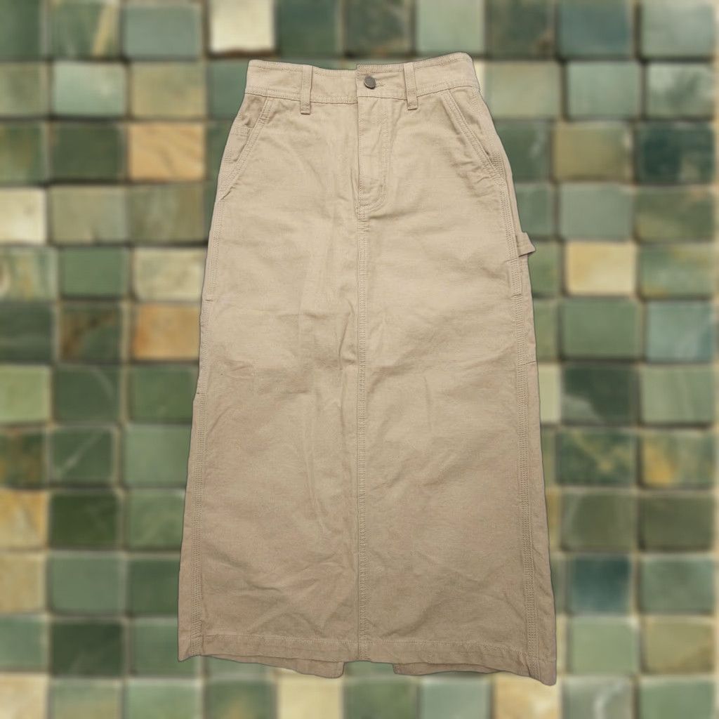 TNA TNA Aritzia Greenwich Midi Skirt Denim 00 Tan Cotton Denim Size 00 Skirt Casual Workwear Pockets Vintage: No Womens Size 24" / US 00 / IT 34 - 1 Thumbnail