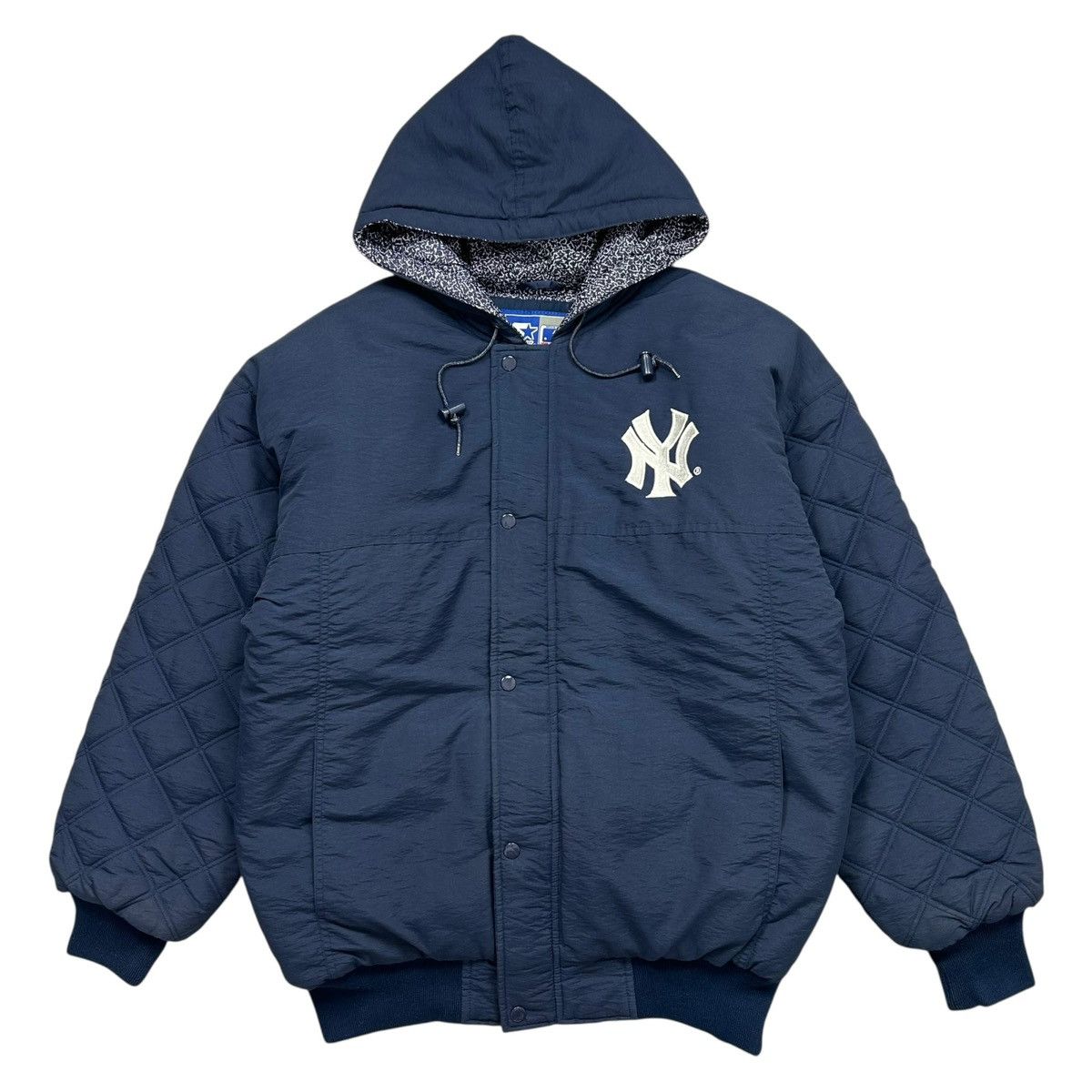 MLB 90s NEW YORK YANKEES PUFFER JACKET CEMENT LINED QUILTED Size US L / EU 52-54 / 3 - 2 Thumbnail