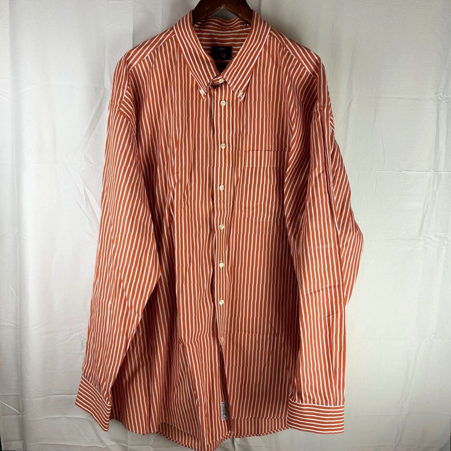 Vintage Gitman Bros Button-Down Shirt Mens 3XT Orange White Striped Big & Tall USA Made Size US XXL / EU 58 / 5 - 2 Thumbnail