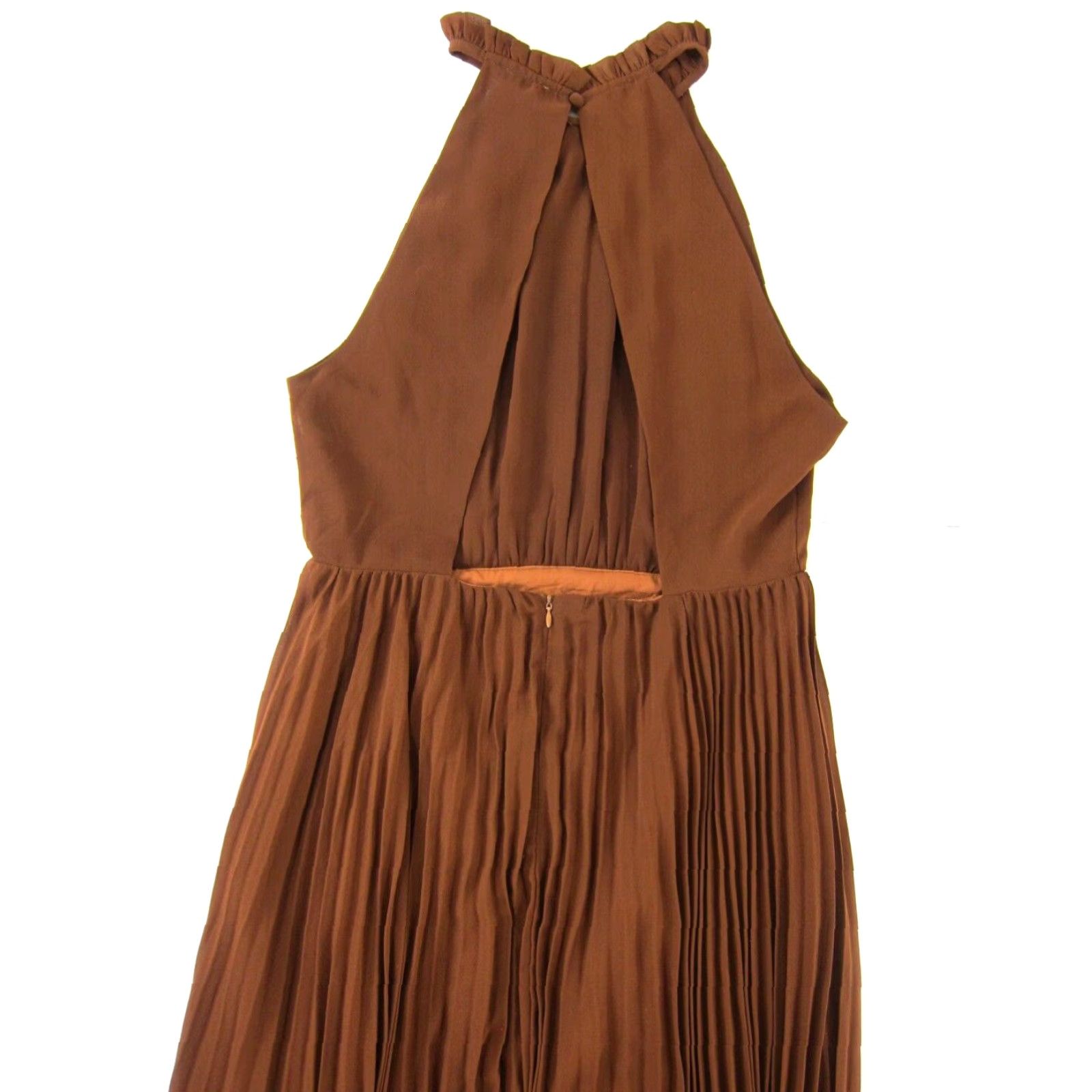 Nordstrom Melloday Nordstrom Brown Ruffle High Neck Sleeveless Long Maxi Gown Dress Large Size L / US 10 / IT 46 - 5 Thumbnail