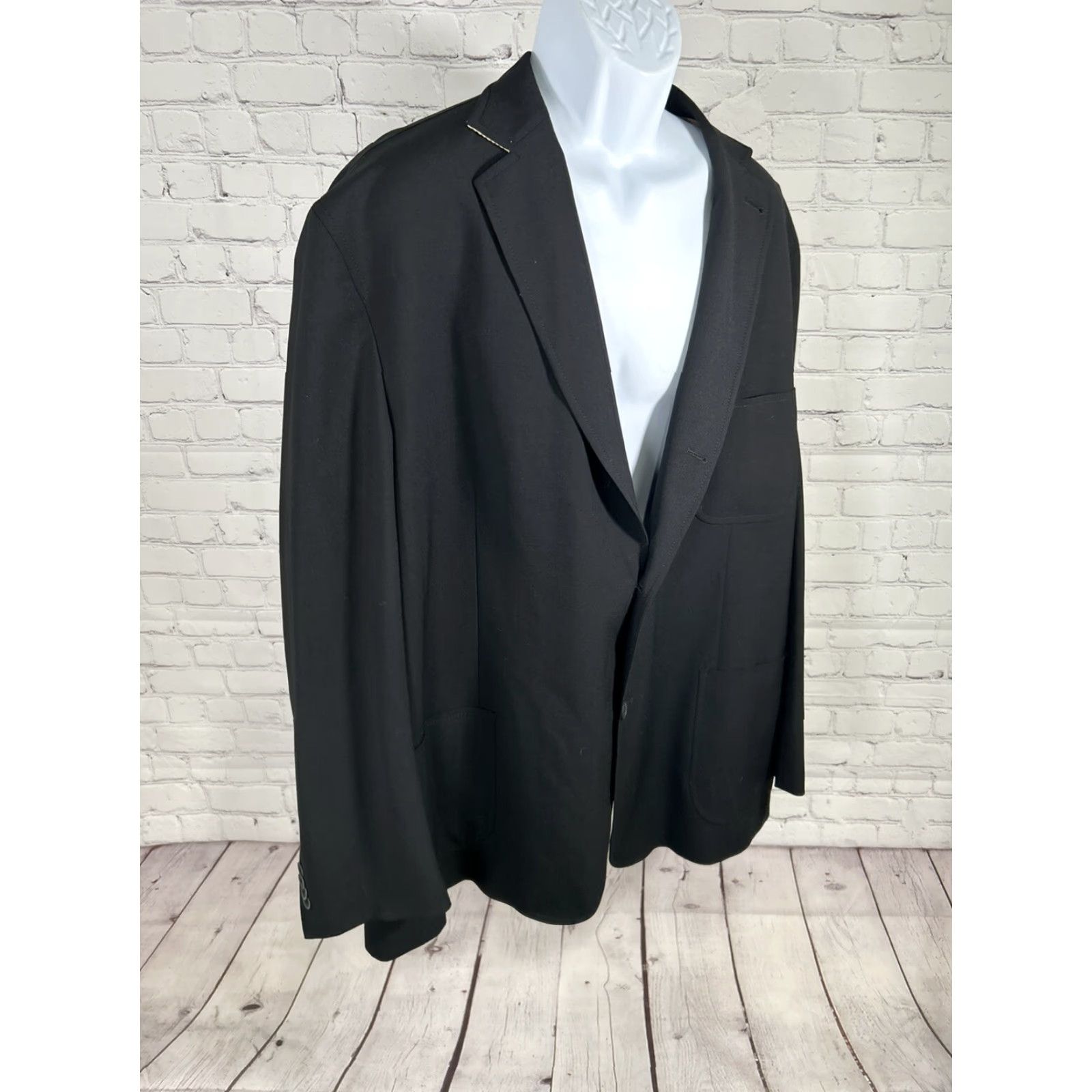Vintage Kroon Jacket Solid Black Button Up Wool Blend Inner Pockets Men’s XL Long Mid-Length Workwear Casual Size US XL / EU 56 / 4 - 2 Thumbnail