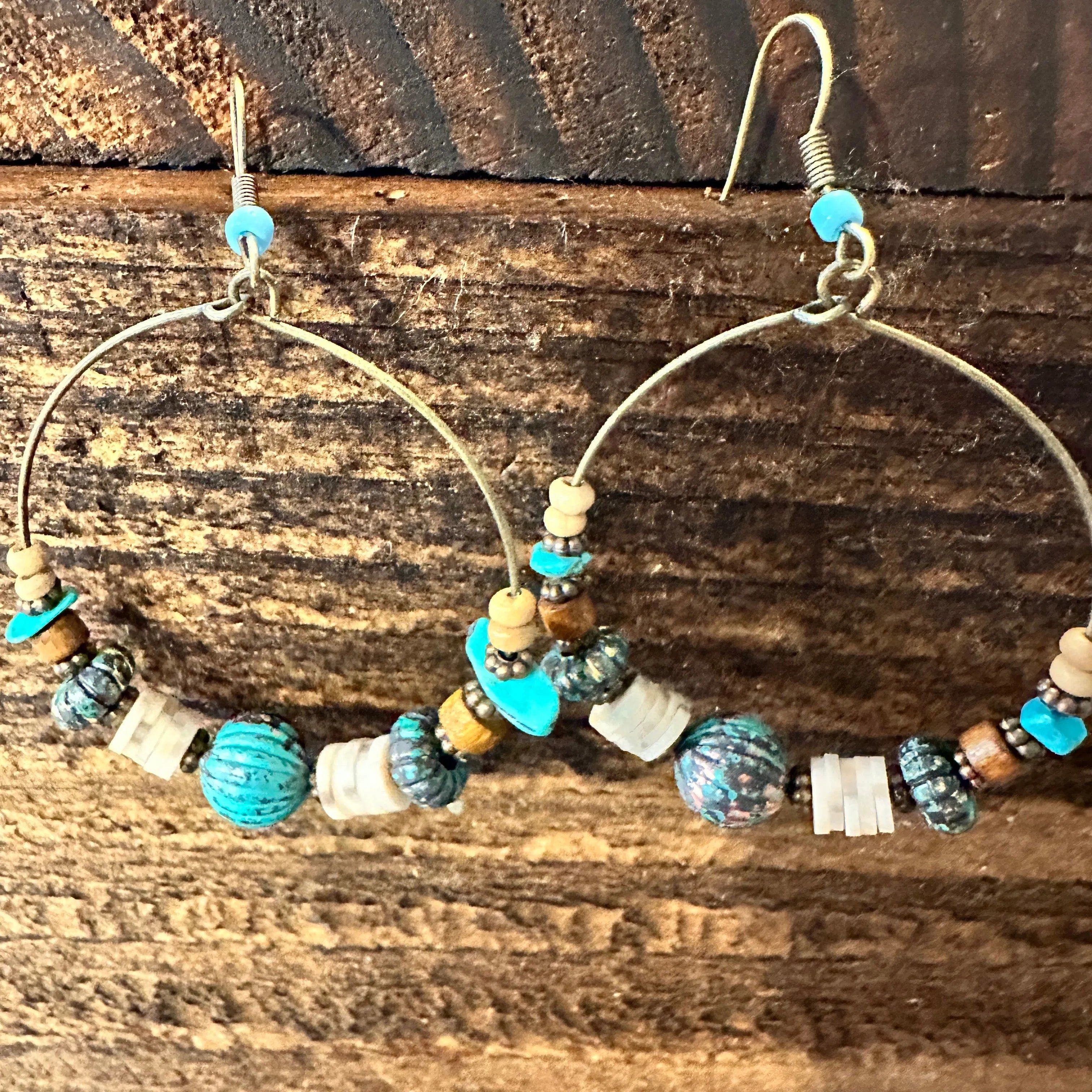 Other Handmade Western Hippie Copper Wire Turquoise Wooden Beads D Size ONE SIZE - 2 Thumbnail